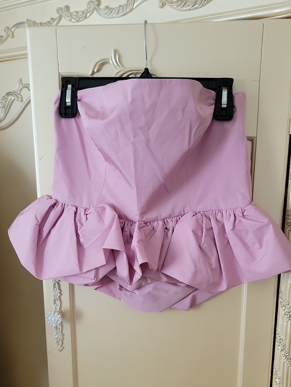 Zara Strapless Ruffled Peplum Shorts in Light Lilac